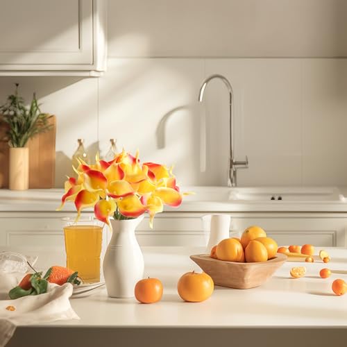 Image of SITUMEIZI 24 Pcs Orange Fake Flowers Artificial Calla Lily