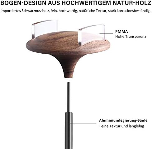 Headphone Stand, Walnut Wood & Aluminium Headset Stand, Nature Walnut Gaming Holder for AirPods Max, Beats, Bose, Sennheiser, Sony, Audio-Technica and More (Black)