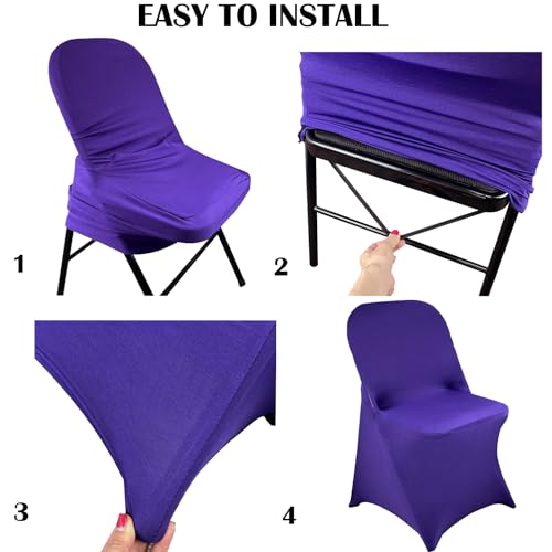 Maiangel 40PCS Spandex Folding Waterproof Chair Covers for Party,Purple by Maiangel - Used condition - Image 6