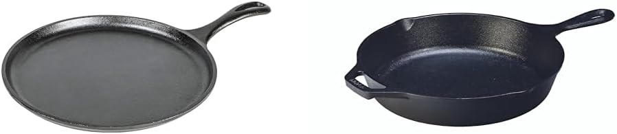 Lodge Cast Iron Griddle, Round, 10.5 Inch L8SK3 10-1/4-Inch Pre-Seasoned Skillet