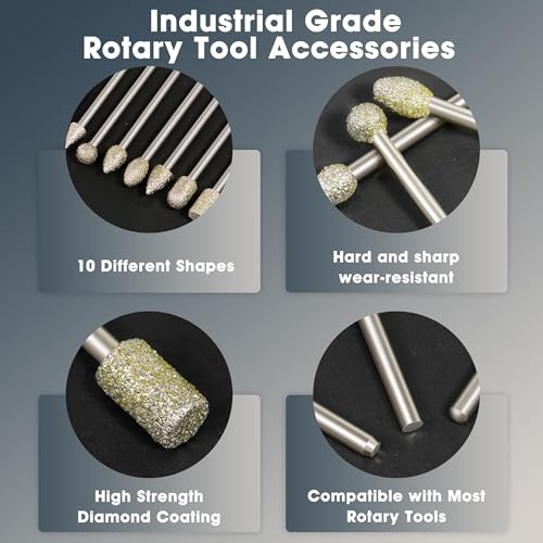 Accesorios para herramienta rotativa Feanron 20 piezas diamante miniatura 3