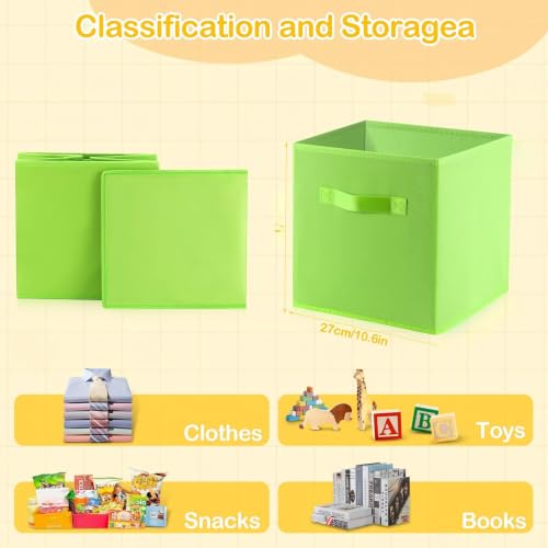 Miniatura 2 de Collazoey 6 Piezas Cubos De Almacenamiento, Cajas Almacenaje Con Asas, Plegables Vistoso Telas No Tejidas, 27 X 27 X 28 Cm, Cajas Organizadoras Para Guardar Hogar Ropa, Juguetes Y Libros