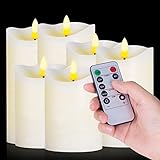 PINEAPPLE Battery Operated Candles Flickering 6 Pack Real Wax Ivory with Remote - Flameless Led Cand