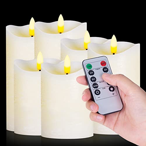 Pineapple Battery Operated Candles Flickering 6 Pack Real Wax Ivory With Remote - Flameless Led Candles With Timer 3D Wick Light Most Realistic For Holiday Valentines Home Wedding Decoration #TOP6