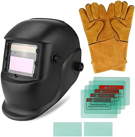 Solar Schweißhelm Schweißmaske Automatisch Verdunkelnd, Großes Sichtfeld, Variable Verdunkelung DIN 9-13, mit 2 Sensoren und 6 Ersatzlinsen, für TIG MIG ARC Schleifen Schweißenmit