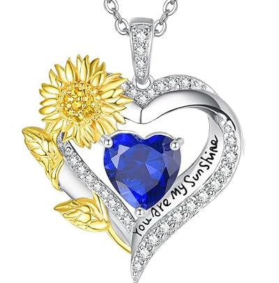 AENEAS Sunflower Necklaces for Women Sterling Silver You Are My Sunshine Necklace Sunflower Birthday Love Heart Mother's Day Gifts for Birthday Mothers Day Christmas Anniversary