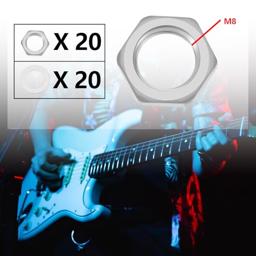 LT Easiyl 20x Guitar Potentiometer Accessories Guitar Bass Case Hex Nuts and Washers Zinc Alloy for 24mm Large Metric Potentiometers Metric M8 - Image 4