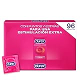 Durex Preservativos Dame Placer, Con Puntos y Estrías, Extra Lubricados,Forma Easy-On, 96 condones