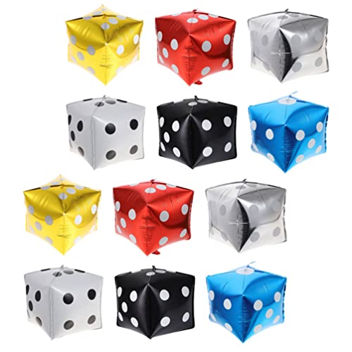 Ipetboom Balões De Folha De Cubo De Dados 12 Peças Em Forma De Quadrado Balões De Cassino De Folha D