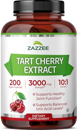 Zazzee Tart Cherry 10:1 Extract, 200 Vegan Capsules, 6+ Month Supply