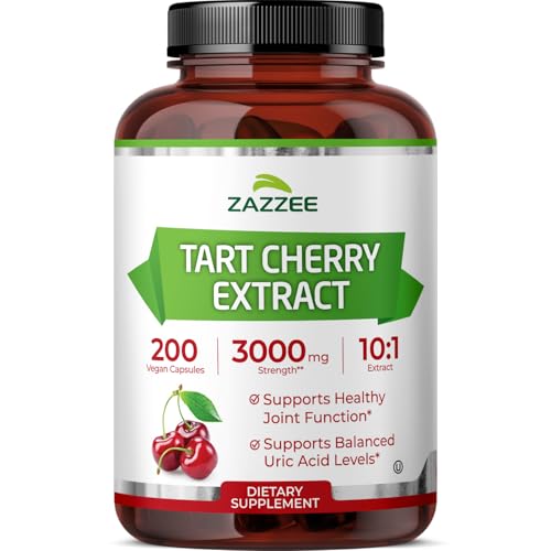 Zazzee Tart Cherry 10:1 Extract, 3000 mg Strength, 200 Vegan Caps...