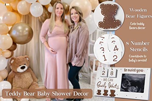Ultrasound Picture Frame We Can Bearly Wait Baby Shower Decorations Teddy Bear Sonogram Picture Frame With Countdown Weeks, Expecting Parents To Be Unique Gifts Pregnancy Gifts For Gender Reveal Party #TOP5