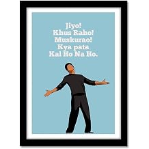 Jiyo Khush Raho Muskurao Kya Pata Kal ho na Ho Shahrukh Khan Miinimal Art Bollywood Movies Quotes Framed Poster For Home Office Living Room Photo Frame Without Glass 10 x 14 Inch