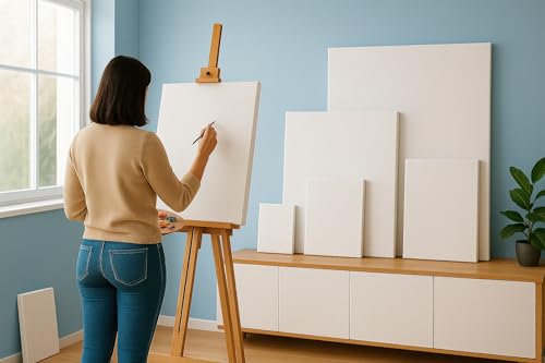 ConKrea – Toile pour peintres sur châssis 35 x 45 cm – Coton 70 % de 370 g sur châssis en bois, parfaite pour les techniques picturales et artistiques – vue 5