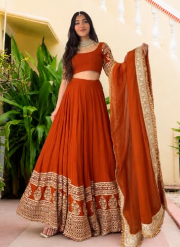 JIHU CULTURE orange georgette lehenga choli – image 2