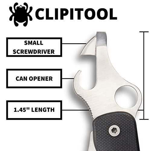 Spyderco ClipiTool Standard Multi-Functional Pocketknife with 3 Stainless Steel Blades and Durable Black G-10 Handle - PlainEdge - C208GP - Image 5