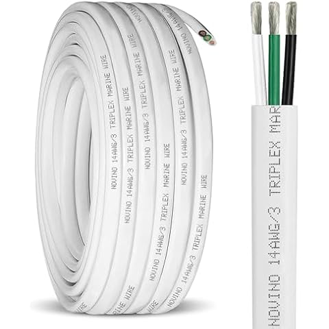 14 Gauge Marine Wire Triplex Tinned Copper Boat Cable,14 AWG Marine Wire 14/3 Marine Grade Wire 14 Gauge OFC Oxygen Free Copper Wire for Automotive RV Boat Speaker Solar Outdoor 14/3 Marine Wire- 70ft Cover