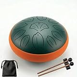 KMNKMN steel tongue drum 6.3 Inch 11 Notes C Key Percussion Instrument for Meditation Yoga Musical Gift for Adults and Music Lovers(Blackish Green)