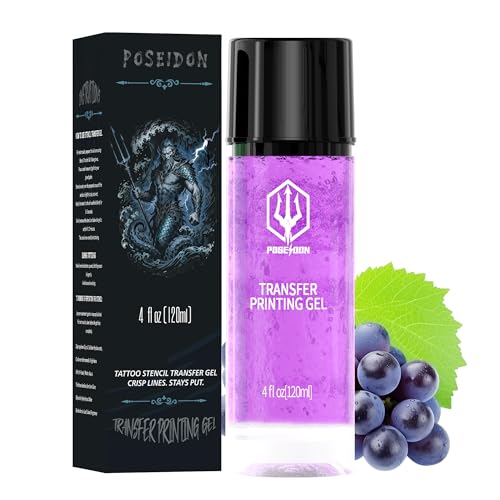 POSEIDON Tattoo Stencil Transfer Gel, 4 fl oz / 120ml - Long-Lasting & Smudge-Proof for Transfer Paper & Machines, Easy to Use Tattoo Accessory for Artists & Beginners (Juicy Grape Scent)