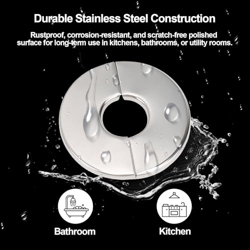 3 Pack Wall Split Flange Self-Adhesive Split Flange for Pipes 28mm Snap-On Cover, Stainless Steel Decorative Pipe Ring for Water/Drain/Gas Lines - Thumbnail 3