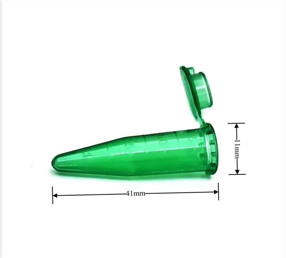 Yinxi 500 Uds Tubo de centrífuga de microtubos 1,5 ml Tubo de PCR centrífugo de Laboratorio Punta Inferior Escala de Color Verde Cubierta Cerrada