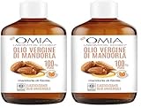 Omia, Reines Sizilien-Mandelöl, reines Körperöl, elastisch und pflegend, geeignet für alle Hauttypen, fettet nicht, dermatologisch getestet und vegan, 200 ml (Packung mit 2)