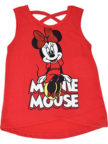 Disney Minnie Mouse Toddler Girls Tank Top And Active Retro Dolphin French Terry Shorts Red 4T #TOP1