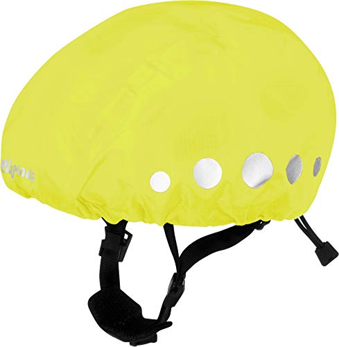 Playshoes Unisex Kinder Regenschutz Für Fahrradhelme Wasserdichter Regenüberzug Helm-Überzug, Neongelb, M EU