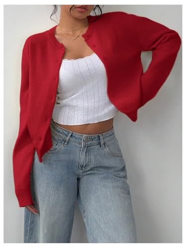 Image of SOLY HUX Women's Button Down Cropped Lightweight Cardigan Sweater Cute Fall Fashion 2026