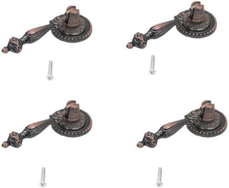 RUIAN 4Pcs Cabinet Tear Drop Pull Knobs Pendant Antique Decorative Handle Zinc Alloy Hardware for Furniture Dresser Closet Drawer with Screws(Red Bronze, 65mm/2.6inch)