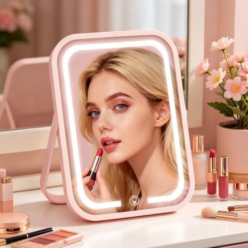 Espejo maquillaje LED con luz regulable portátil para evitar la mala iluminación al viajar 4