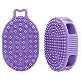 Dog Bath Brush, Double Sided Shampoo Brush, Long Haired and Short Haired Cat Friendly Pet Wash Massage Set, PetS Mat Surge Cleaning Brush Long & Short Hair PetS Mat Surge Cleaning Brush (Purple)