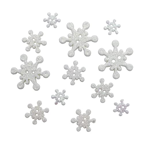 Buttons Galore Christmas Themed Buttons - Glistening Snow 12/Pkg