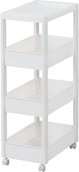 Tenma W-030W Kitchen Storage Fabier Skipita Wagon, Wide 4 Tiers, White, Width 10.6 x Depth 17.7 x Height 33.5 inches 27 x 45 x 85 cm
