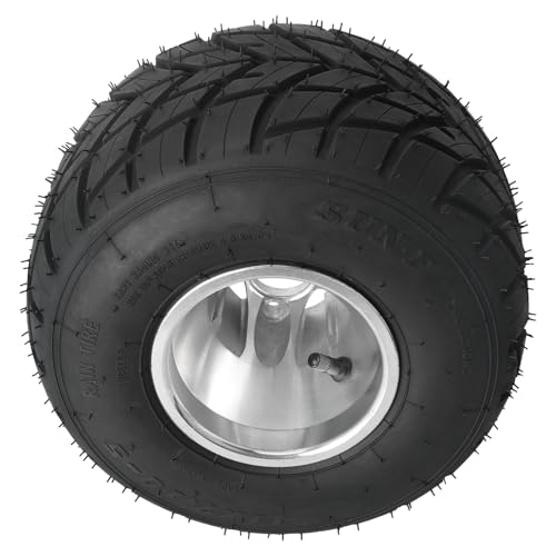 TDPRO Heavy-Duty Rear 11x7.10-5 Racing Tire with 3-Stud Rim, 4-Ply Tubeless Rain Tire for Mini Bike, ATV Quad, Drift Trike, Lawn Mower, Go-Kart (2 Pack)