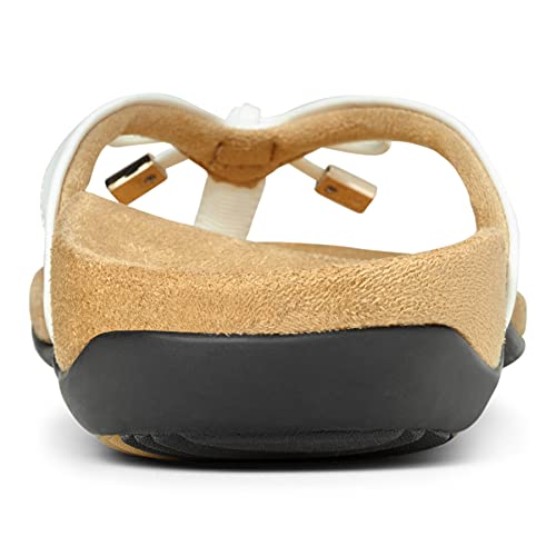 Image of Vionic Women's Rest Bella Toe Post Sandal- Suppportive Ladies Orthotic Sandals that include Three Zone Comfort with Arch Support- Flip Flop for Ladies, Medium and Wide Width Size 5-12 White 7 Wide US