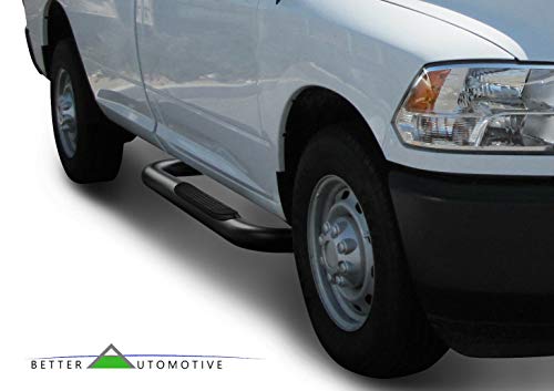 Better Automotive 3" Black Side Step Rails Nerf Bars Running Boards Compatible With 2002-2008 Ram 1500 Regular Cab | 2003-2009 Ram 2500/3500 Regular Cab 2 Pcs #TOP1