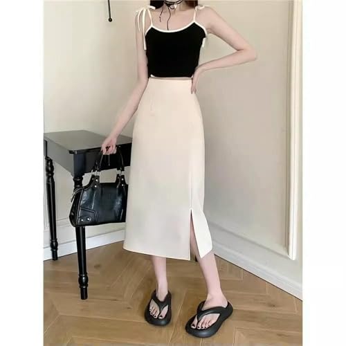 Casual Stretchy Plus Size High-Waisted Slimming Summer Skirt Women's Side Slit A- Line Skirt4