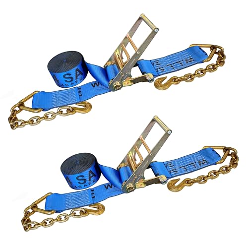 2-Pack Blue 4" x 40' Ratchet Chain Straps - Mega Cargo Heavy Duty