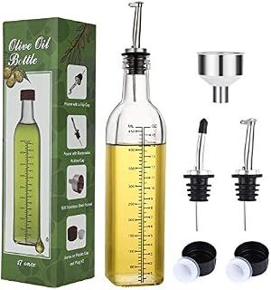 Aozita 17oz Glass Olive Oil Dispenser Bottle - 500ml Clear -Oil & Vinegar