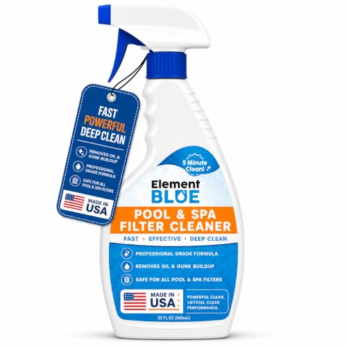 Element Blue Pool Filter Cleaner Spray - Removes Sunscreen & Oils from Spa Filters - Foam-Free Formula for Pool Cleaner - 32 fl oz