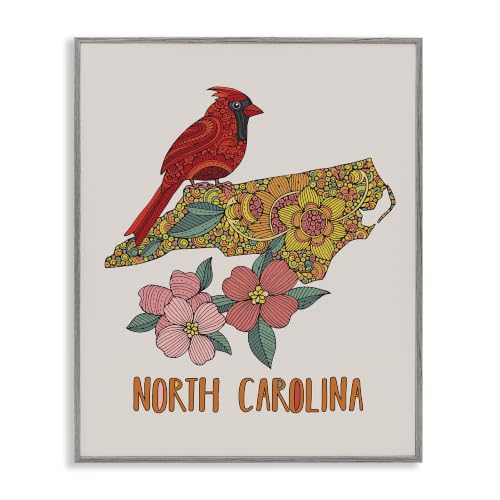 North Carolina Cardinal Floral, 11 x 14 Inch Framed Giclée Print