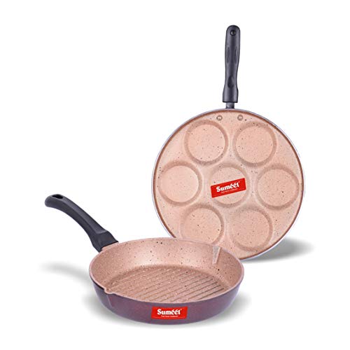 Image of Sumeet Nonstick Granite Finish PACER Cookware set (Multi Snack Maker - 7 Cavity - 26.5cm Dia + Round Grill Pan 25.5cm Dia)