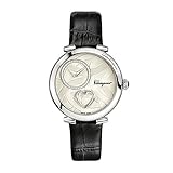 Salvatore Ferragamo Women's Cuore Stainless Steel Swiss-Quartz Watch with Leather Calfskin Strap,...
