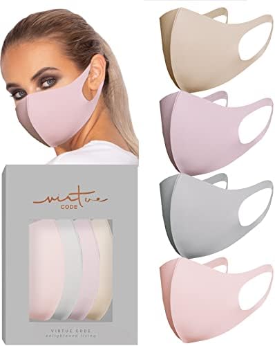 Virtue Code Second Skin Cloth Face Mask Pack. 4 Buttery Soft Masks Washable Fabric