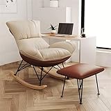 【Bequemes Schaukelerlebnis】 Dieser Akzentstuhl ist dank seines weichen Technologiestoffs, der leicht neigbaren Rückenlehne und der schaumstoffgepolsterten Sitzfläche wirklich bequem. Seine Schaukelbeine ermöglichen Ihnen ein sanftes Schaukeln für einen perfekten Moment der Entspannung.