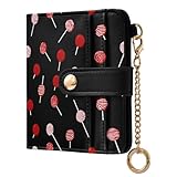 decor gift Petit portefeuille pliable Crazy Lollipop rouge noir imperméable en cuir PU pour femme