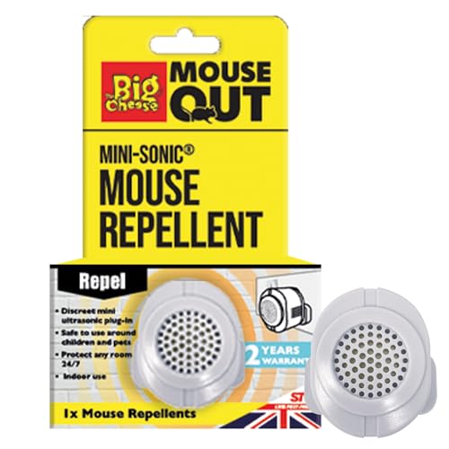 The Big Cheese Mini-Sonic Mouse Repellent Discreet, Small, Plug-In, Humane, Ultrasonic Rodent Pest Deterrent for the Home, Safe for Use Around Cats and Dogs