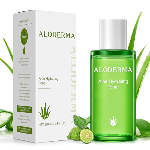 Aloderma Aloe Hydrating Facial Toner with 91% Organic Aloe Vera Juice - Natural Moisturizing Aloe Vera Toner for Face with Arginine - Aloe Vera Face Toner for Women & Men for All Skin Types, 4.2 oz