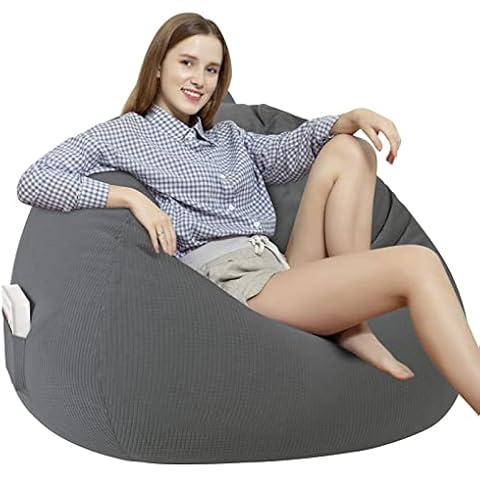Waterproof Bean Bag Chair Cover (No Filler) Stuffed Animal Storage for Kids Adults and Pets. Soft Premium Stuffable Bean Bag Chair Cover Leakproof Furniture Protector, Pets Bed Large 300L Cover